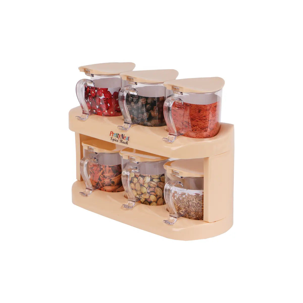 Spice Rack (2 Tier) - Set of 6 Crystal Jars