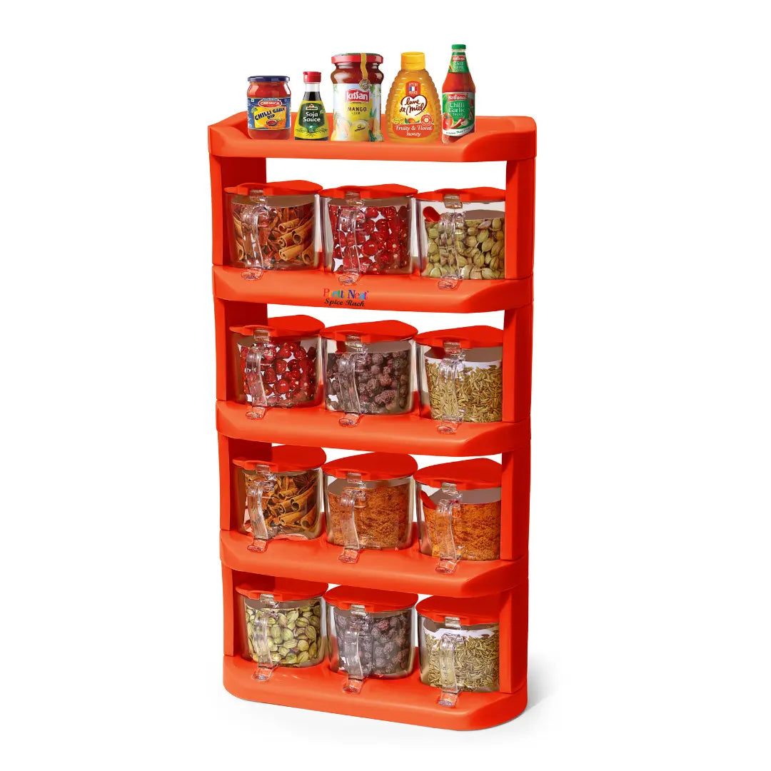 Spice Rack - Set of 12 Crystal Jars (280 ml - 500 ml)