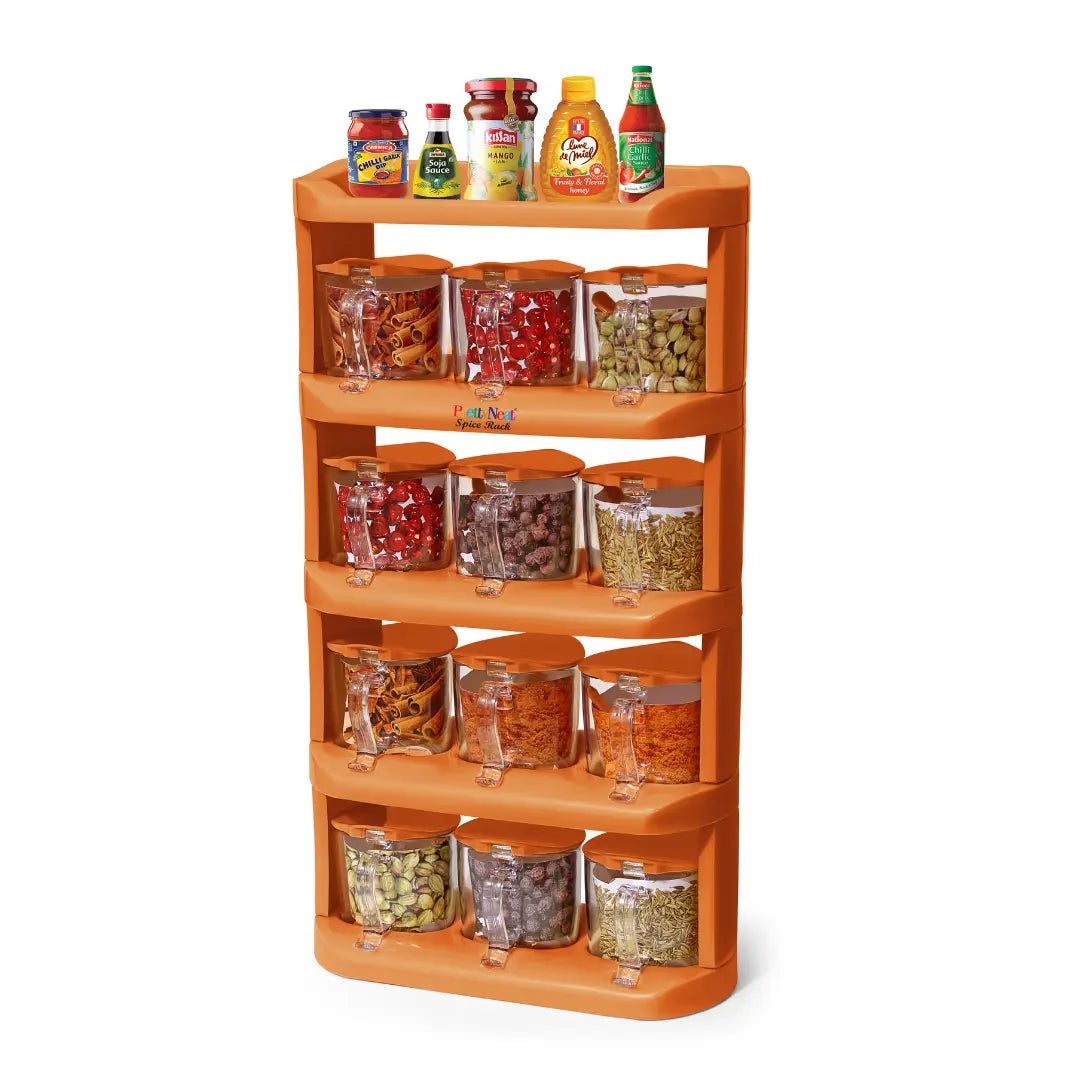 Spice Rack - Set of 12 Crystal Jars (280 ml - 500 ml)