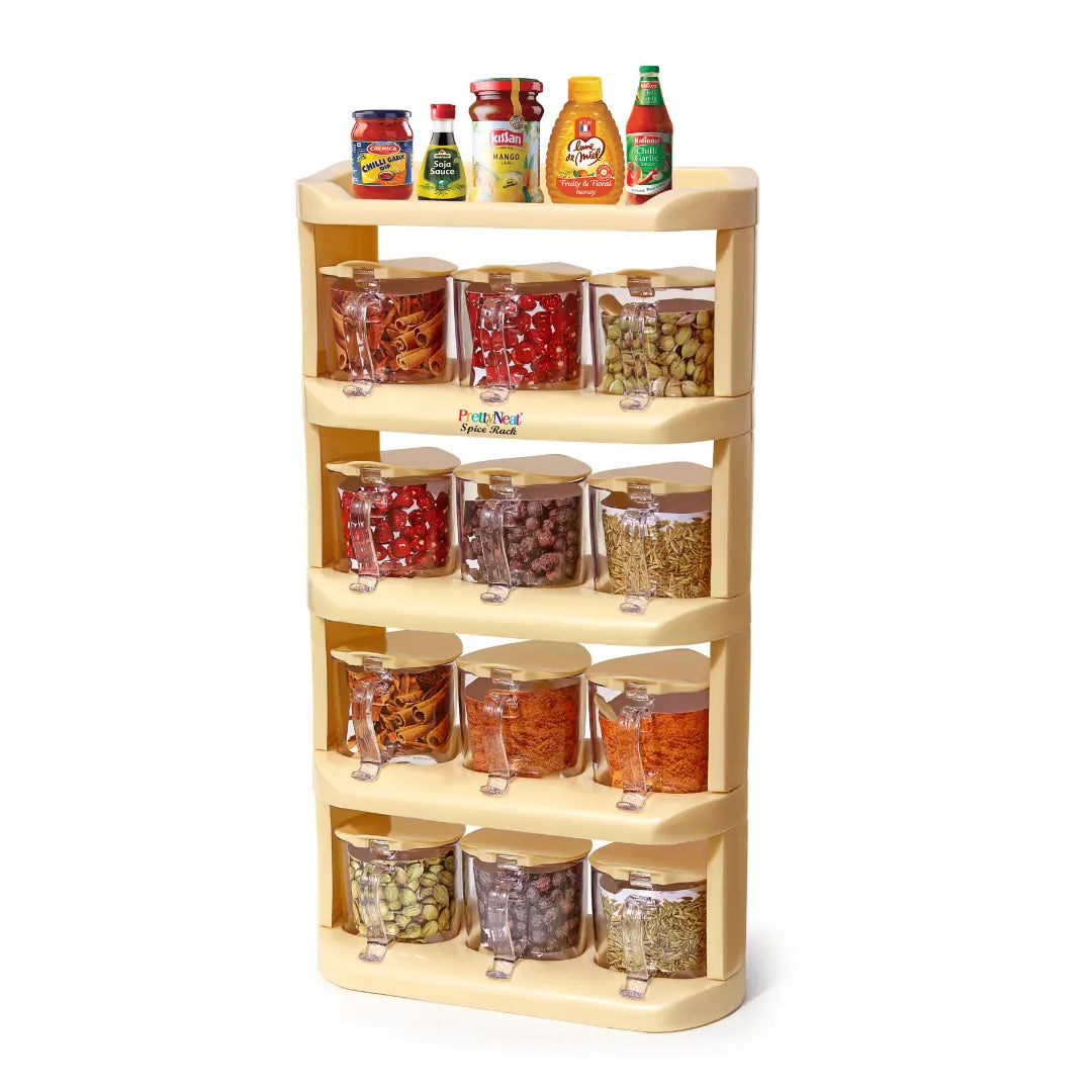 Spice Rack - Set of 12 Crystal Jars (280 ml - 500 ml)