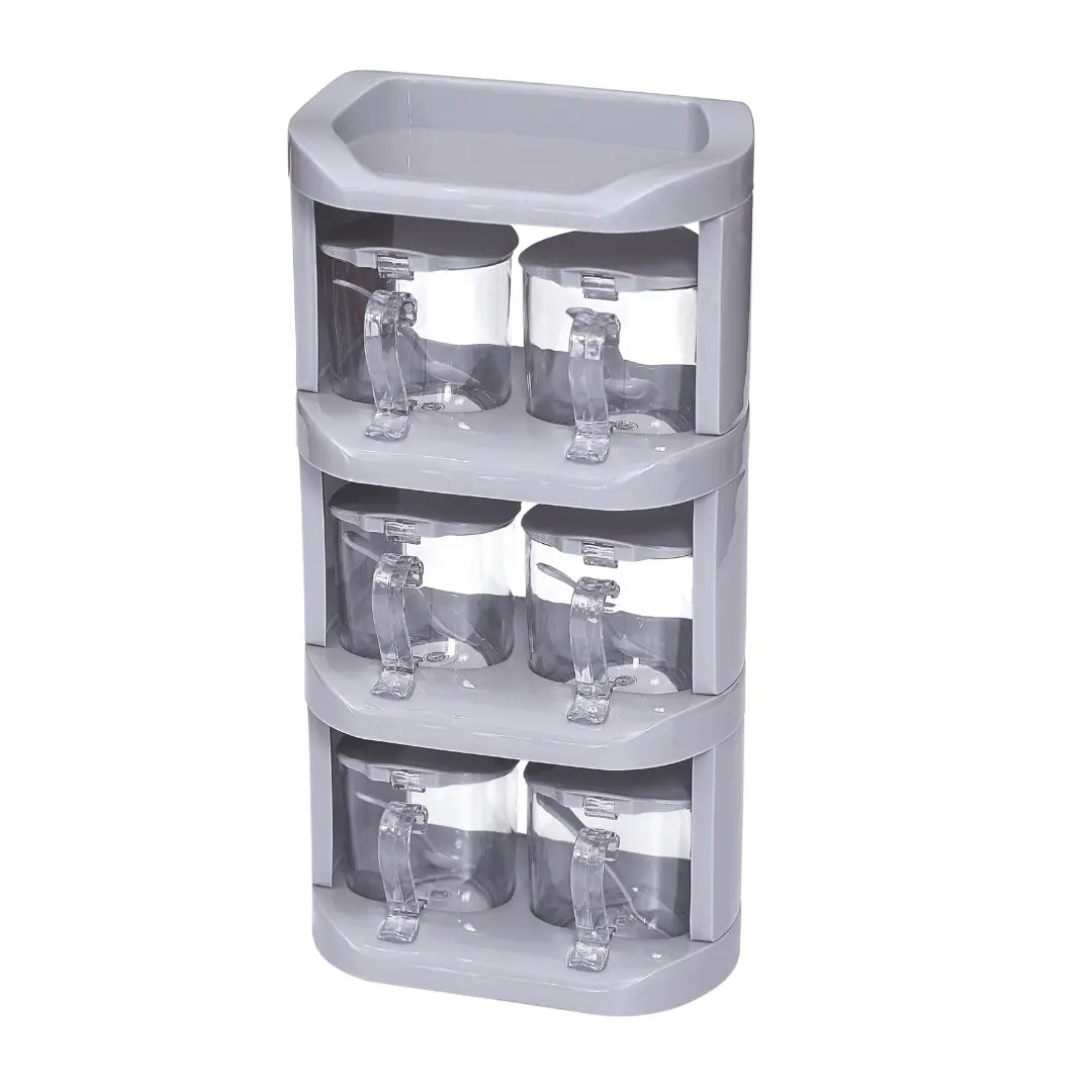 Vertical Spice Rack - Set of 6 Crystal Jars