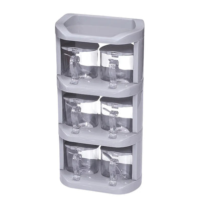 Vertical Spice Rack - Set of 6 Crystal Jars