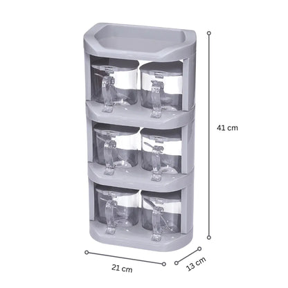 Vertical Spice Rack - Set of 6 Crystal Jars