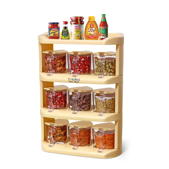Spice Rack - Set of 9 Crystal Jars (280 ml - 500 ml)