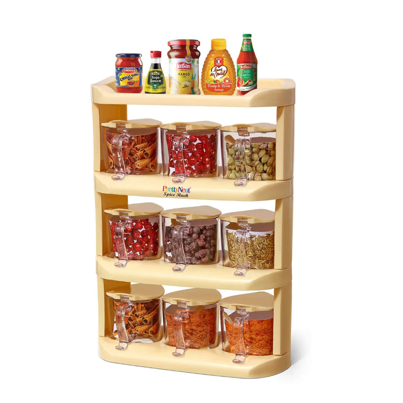 Spice Rack - Set of 9 Crystal Jars (280 ml - 500 ml)