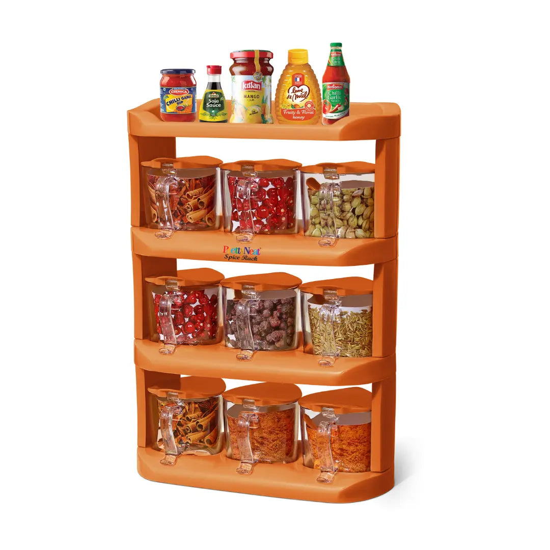 Spice Rack - Set of 9 Crystal Jars (280 ml - 500 ml)