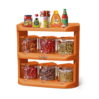 Spice Rack (3-Tier) - Set of 6 Crystal Jars (280 ml - 500 ml)