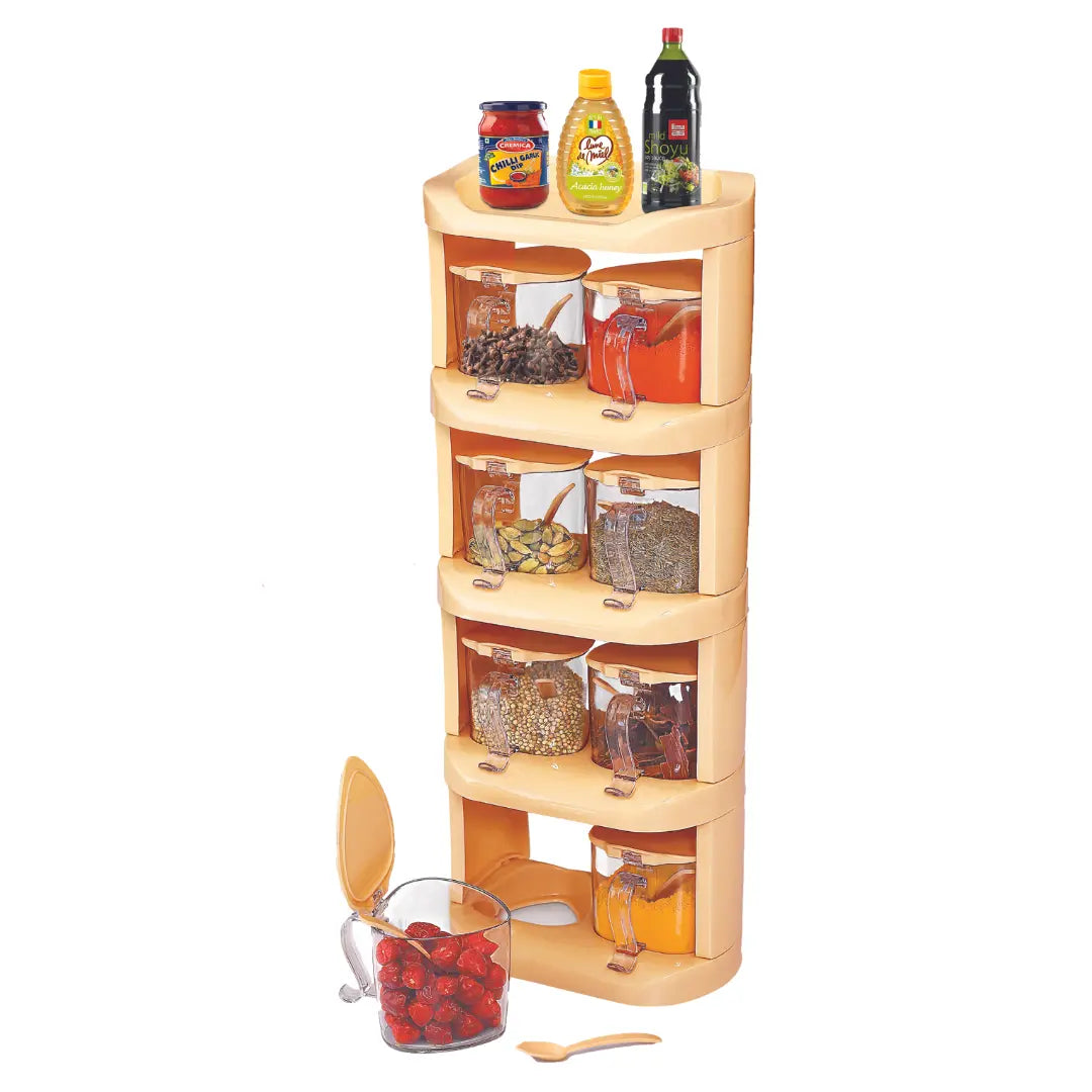 Vertical Spice Rack - Set of 8 Crystal Jars