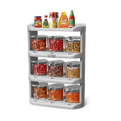 Spice Rack - Set of 9 Crystal Jars (280 ml - 500 ml)