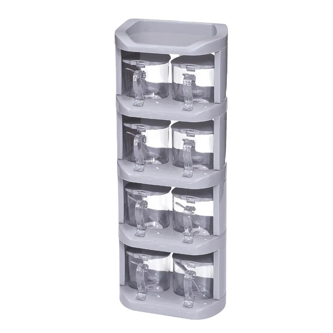 Vertical Spice Rack - Set of 8 Crystal Jars