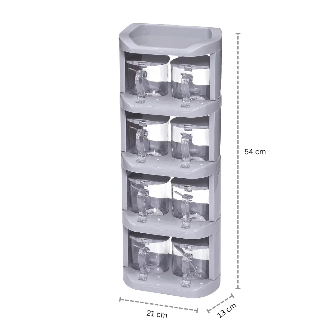 Vertical Spice Rack - Set of 8 Crystal Jars