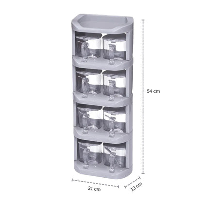 Vertical Spice Rack - Set of 8 Crystal Jars