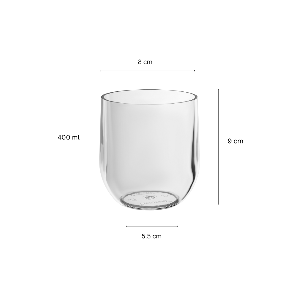 Ovalo Acrylic Glass - 400 ml - (Box of 6)