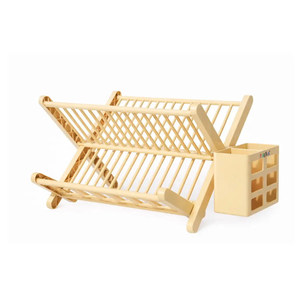 Foldable Plate Drying Rack with Cutlery Holder