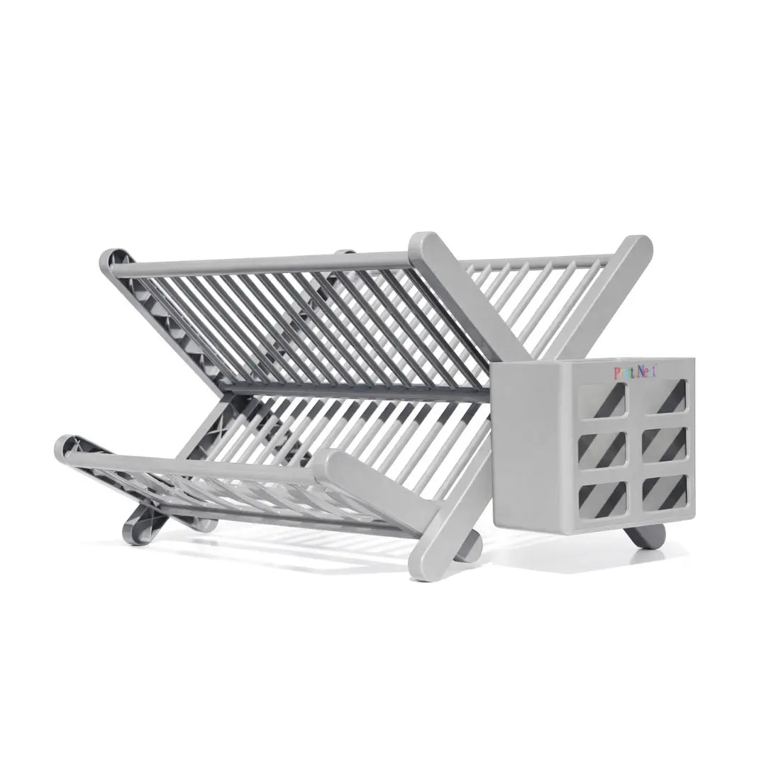 Foldable Plate Drying Rack with Cutlery Holder