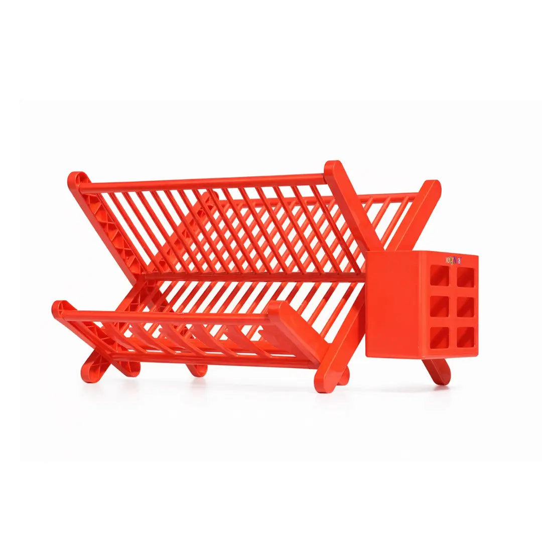 Foldable Plate Drying Rack with Cutlery Holder