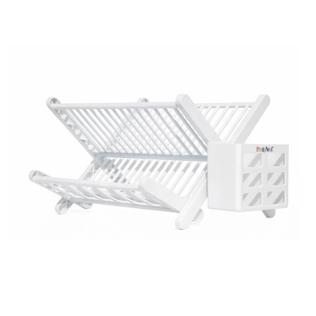 Foldable Plate Drying Rack with Cutlery Holder