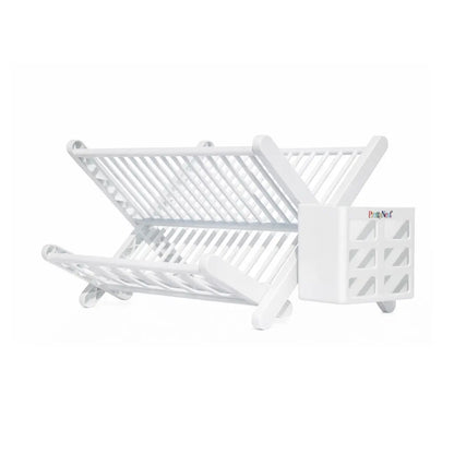 Foldable Plate Drying Rack with Cutlery Holder