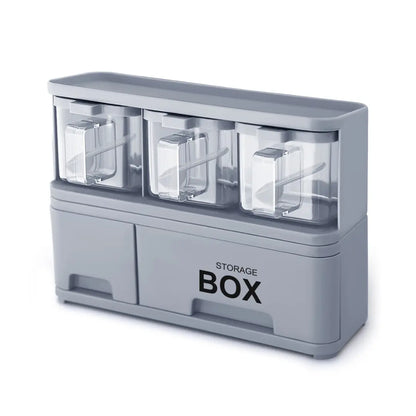 Storage Box Spice Rack - Set of 3 Crystal Jars