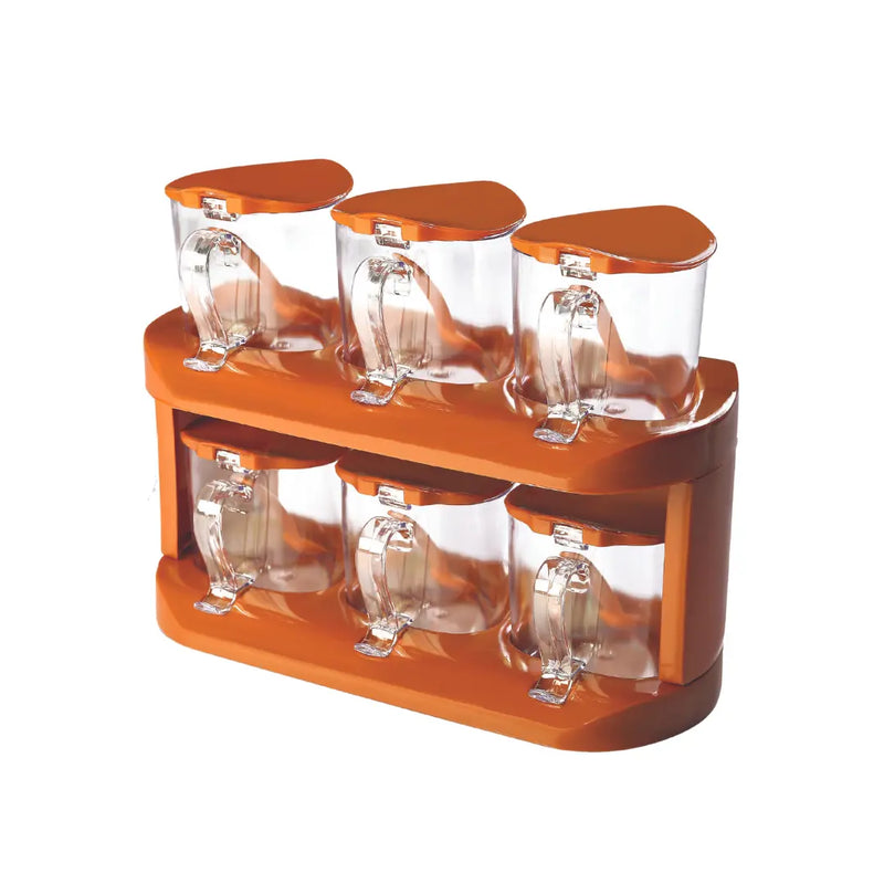 Spice Rack (2 Tier) - Set of 6 Crystal Jars