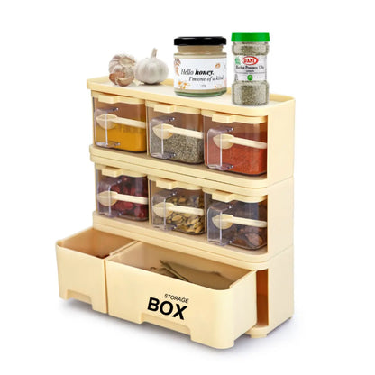 Storage Box Spice Rack - Set of 6 Crystal Jars