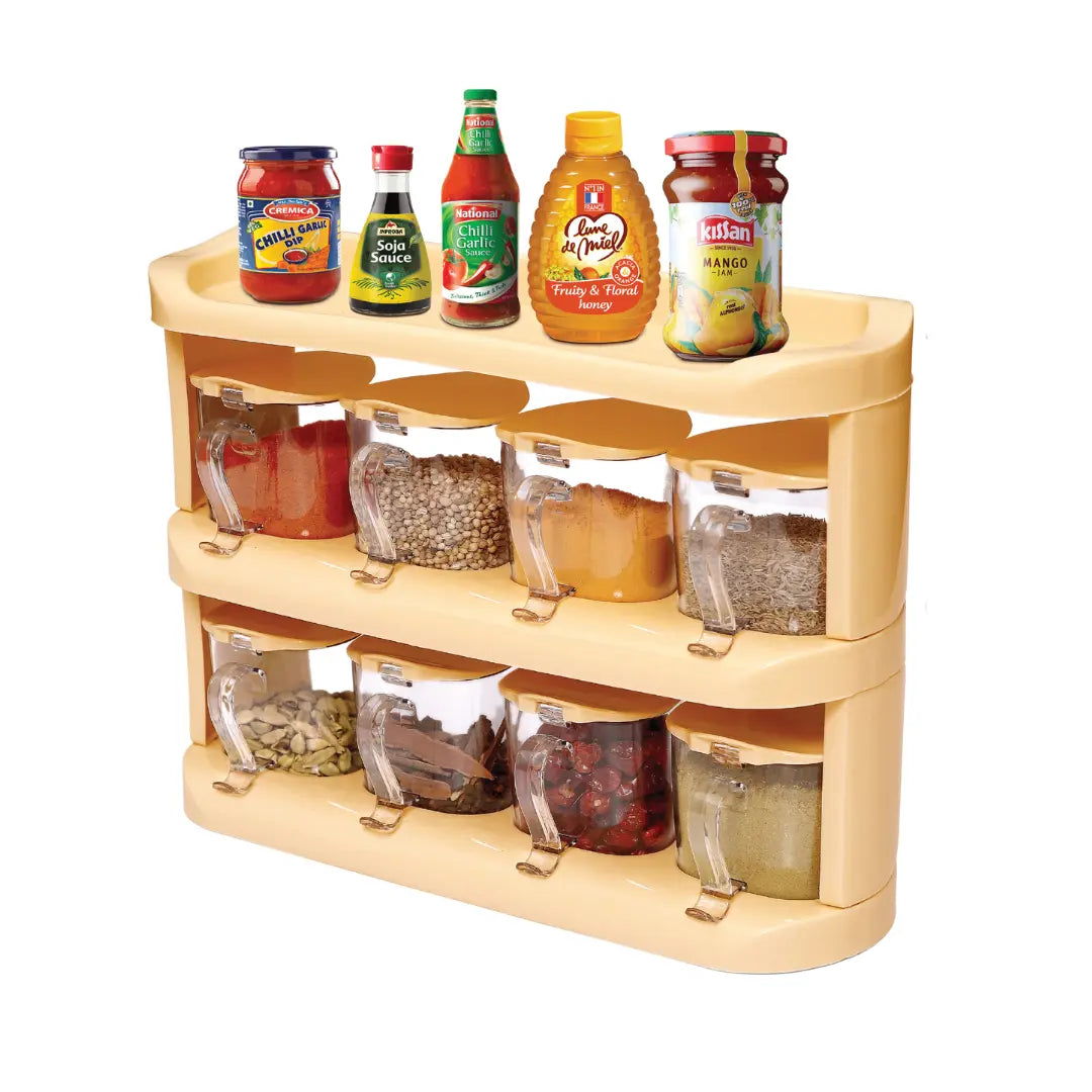 Spice Rack (3-Tier) - Set of 8 Crystal Jars