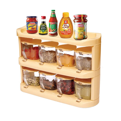 Spice Rack (3-Tier) - Set of 8 Crystal Jars
