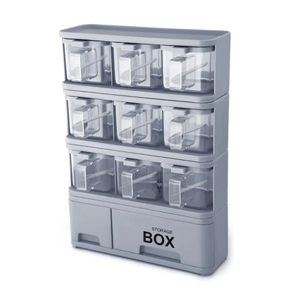 Storage Box Spice Rack - Set of 9 Crystal Jars