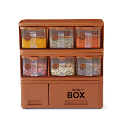 Storage Box Spice Rack - Set of 6 Crystal Jars