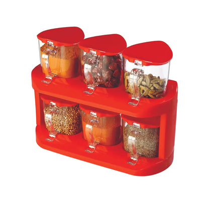 Spice Rack (2 Tier) - Set of 6 Crystal Jars