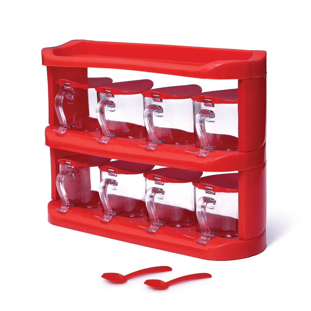 Spice Rack (3-Tier) - Set of 8 Crystal Jars