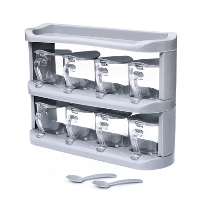 Spice Rack (3-Tier) - Set of 8 Crystal Jars